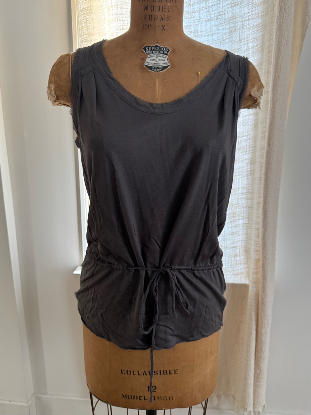 Banana Republic Sleeveless Drawstring Tank - Charcoal Gray